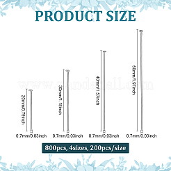 800Pcs 4 Styles 304 Stainless Steel Flat Head Pins&nbsp;STAS-ME0003-16