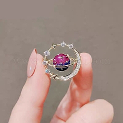 Rhinestone Planet with Star Brooch Pin&nbsp;LS-JEWB-M027-01LG-02