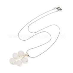 Leaf Copper Wire Wrapped Natural White Jade Beaded Pendant Necklaces&nbsp;NJEW-JN05218-01