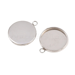 Non-Tarnish 304 Stainless Steel Pendant Cabochon Settings(Only Polish the Outside but not the Inside)&nbsp;STAS-G127-13-14mm-P01