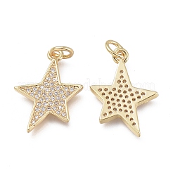 Brass Micro Pave Clear Cubic Zirconia Pendants&nbsp;KK-O127-02G