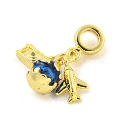 Rack Plating Brass Pave Clear Cubic Zirconia European Dangle Charms&nbsp;KK-P270-01G