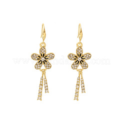 Flower Alloy Crystal Rhinestone Tassel Dangle Earrings&nbsp;FS-WG038B8-01