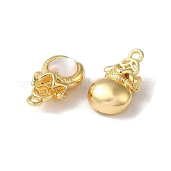 Brass Lucky Bag Heart Charms with Shell&nbsp;KK-B079-18G