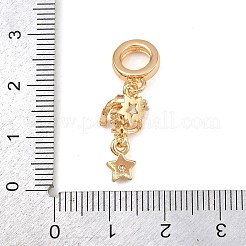 Brass Pave Clear Cubic Zirconia European Dangle Charms&nbsp;KK-K407-37G