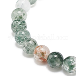 Natural Lodolite Quartz/Garden Quartz Round Beaded Stretch Bracelet&nbsp;BJEW-JB08919-01