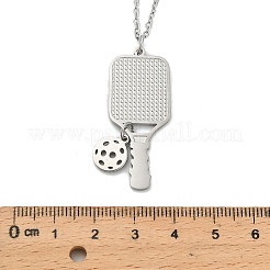 304 Stainless Steel Sport Racket Pendant Necklaces&nbsp;NJEW-C100-02P