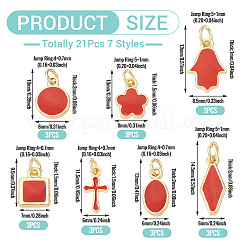 21Pcs 7 Styles Brass Enamel Charms&nbsp;KK-TA0003-19D