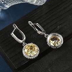 925 Sterling Silver Micro Pave Cubic Zirconia Hoop Earrings&nbsp;EJEW-B147-01A-04