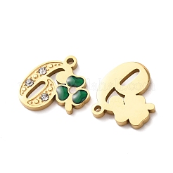 304 Stainless Steel Enamel & Rhinestone Pendants&nbsp;STAS-B130-01G-6