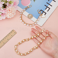 2Pcs 2 Styles Alloy & Nuggets White ABS Plastic Imitation Pearl Beaded Bag Handles&nbsp;FIND-AR0005-97