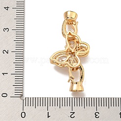 Brass Micro Pave Clear Cubic Zirconia Fold Over Clasps&nbsp;KK-U037-11G-02