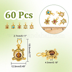 60Pcs Natural & Synthetic Mixed Gemstone Pendants&nbsp;PALLOY-NB0003-95