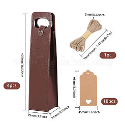 4Pcs PU Leather Single Wine Bottle Tote Carrier Bags&nbsp;CON-CA0001-028A