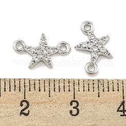 Brass Micro Pave Clear Cubic Zirconia Connector Charms&nbsp;KK-Q820-42P