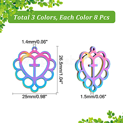 24Pcs 3 Colors 304 Stainless Steel Pendants&nbsp;STAS-DC0012-02