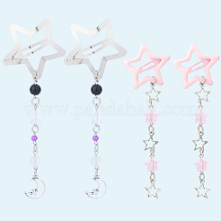 2Pcs 2 Styles Star Iron & Plastic Snap Hair Clips&nbsp;PHAR-CP0001-29