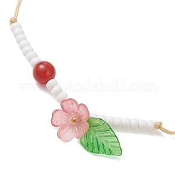 6Pcs Floral & Leaf Natural Amethyst & Carnelian & Dyed Yellow Jade & Green Aventurine & Synthetic Green Turquoise & Glass Seed Beaded Bracelets&nbsp;BJEW-MZ00312