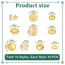 100Pcs 10 Styles Alloy Spacer Beads&nbsp;FIND-PH0059-60
