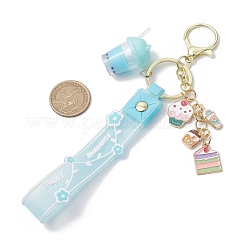 Alloy Enamel Pendants & Milk Tea Resin with Acrylic Cup Pendants Keychains&nbsp;KEYC-JKC01233-02