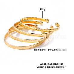 4Pcs Alloy Cuff Bangle Set for Women&nbsp;WG45AE5-01