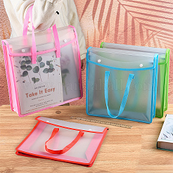 4Pcs 4 Colors Translucent PP Book Storage Tote Bags with Polyester Handles&nbsp;ABAG-FG0001-12