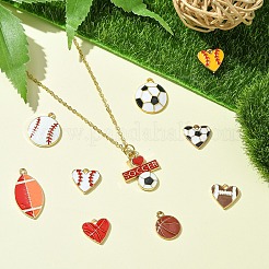 10Pcs 10 Styles Sports Style Balls Alloy Enamel Pendants&nbsp;ENAM-YW0004-55