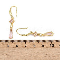 Brass Micro Pave Cubic Zirconia Teardrop Dangle Earrings&nbsp;EJEW-C156-03G
