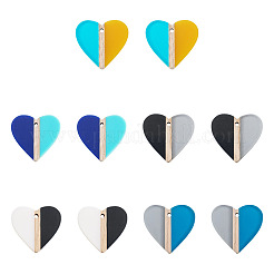 10Pcs 5 Colors Opaque & Transparent Resin & Wood Pendants&nbsp;RESI-TA0004-59