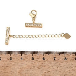 Brass Micro Pave Clear Cubic Zirconia Curb Chain Extender&nbsp;KK-G556-08G-02