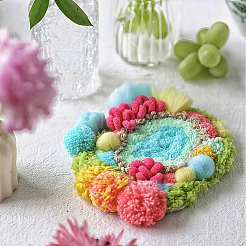 DIY Coaster Punch Needle Embroidery Starter Kits for Beginners&nbsp;DIY-WH20095-003B
