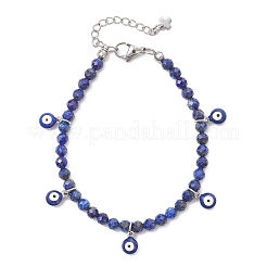 2Pcs Natural Lapis Lazuli and Rainbow Moonstone Beaded Charm Bracelets&nbsp;BJEW-JB12592