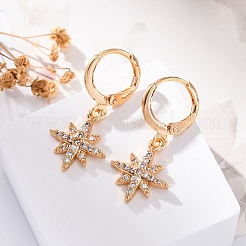 Brass Micro Pave Clear Cubic Zirconia Leverback Earrings&nbsp;EJEW-K300-52G