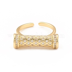 Clear Cubic Zirconia Column Open Cuff Ring&nbsp;RJEW-F135-03G
