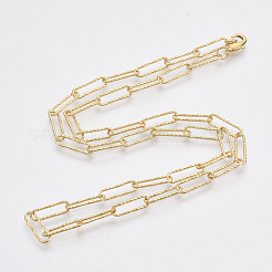 Brass Textured Paperclip Chain Necklace Making&nbsp;MAK-S072-02A-G
