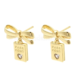 Brass Micro Pave Cubic Zirconia Stud Dangle Earring&nbsp;EJEW-H180-20B-G