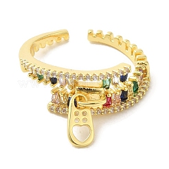 Brass Micro Pave Cubic Zirconia Cuff Rings&nbsp;RJEW-E295-48G-01