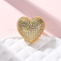 Brass Micro Pave Cubic Zirconia Adjustable Open Cuff Rings for Women&nbsp;RJEW-A072-02G