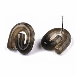 Transparent Resin Stud Earrings&nbsp;EJEW-T012-01-B01