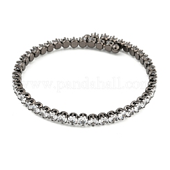 Rack Plating Brass Pave Clear Cubic Zirconia Open Cuff Bangles for Women&nbsp;BJEW-U004-02AS