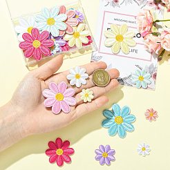 32Pcs Daisy Flower Polyester Computerized Embroidery Iron On Sew On Patches&nbsp;PATC-CJ0001-12