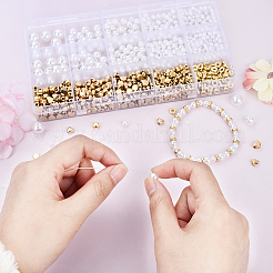 DIY ABS Plastic Imitation Pearl & CCB Beads Stretch Bracelets Making Kits&nbsp;DIY-YW0011-54
