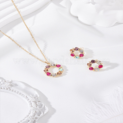 Wreath Alloy Rhinestone Pendant Necklace & Stud Earring Sets&nbsp;SJEW-LP0001-56A