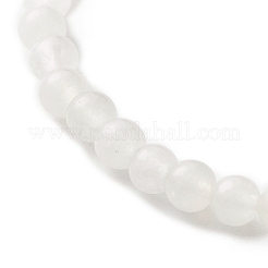 Natural White Jade Round Beads Stretch Bracelet Set&nbsp;BJEW-JB07000