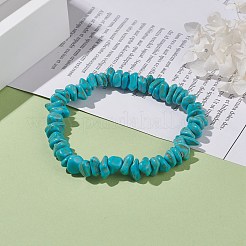 Synthetic Turquoise Chips Beaded Stretch Bracelet&nbsp;BJEW-JB08051