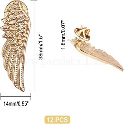 6 Pairs Wing Alloy Brooches&nbsp;JEWB-CA0001-08LG