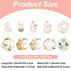 10Pcs 10 Styles Alloy Bunny Pendants&nbsp;ENAM-YW0006-92