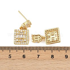 Brass Micro Pave Clear Cubic Zirconia Dangle Stud Earrings&nbsp;EJEW-K312-08G