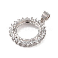 925 Sterling Silver Micro Pave Cubic Zirconia Pendant Setting&nbsp;STER-H113-04P-01