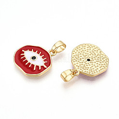 Brass Micro Pave Cubic Zirconia Pendants&nbsp;KK-T070-68C